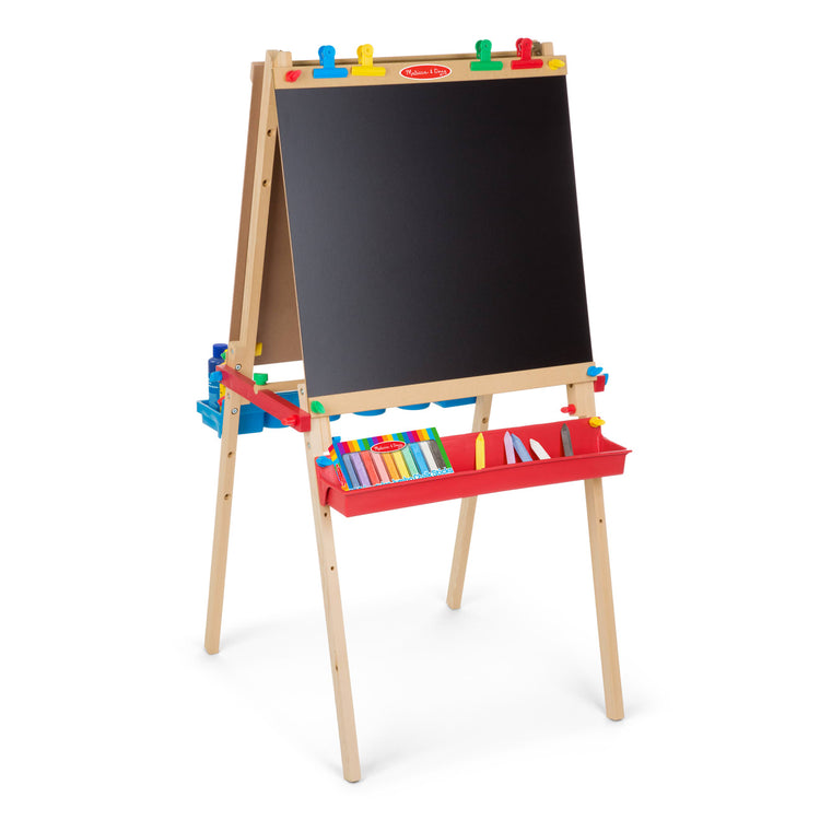 Melissa & Doug Deluxe Standing Art Easel - Dry-Erase Board, Chalkboard, Paper Roller - gift guides for kids in 2022