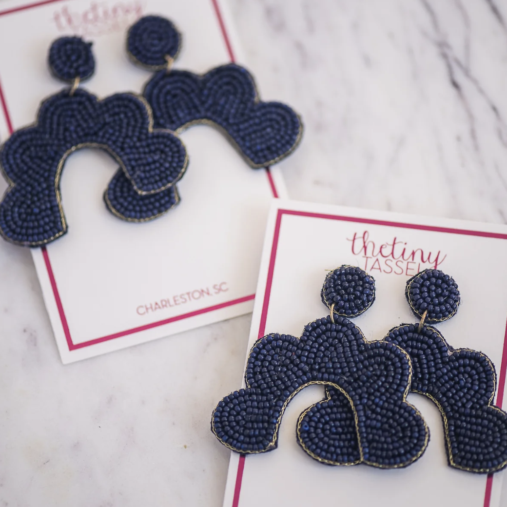 navy beaded earrings