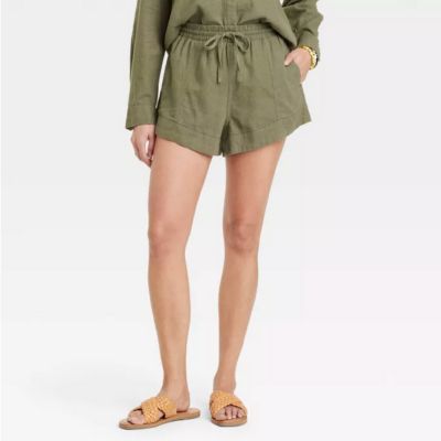 olive pull on shorts