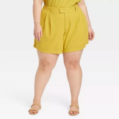 yellow utility shorts