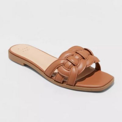 brown leather cross sandal