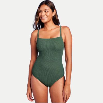 green one-piece swimsuit