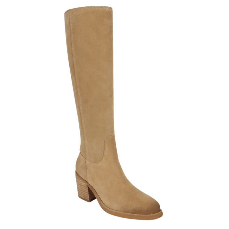 knee-high suede heels