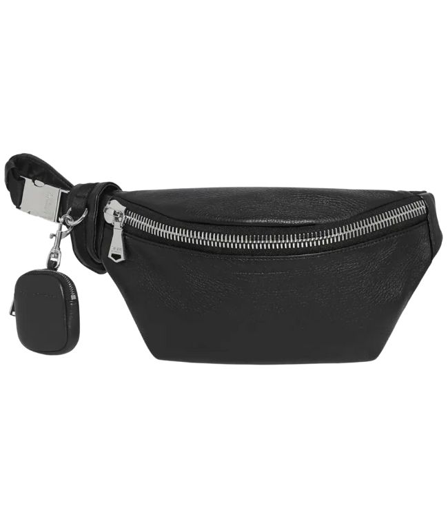 black leather belt bag