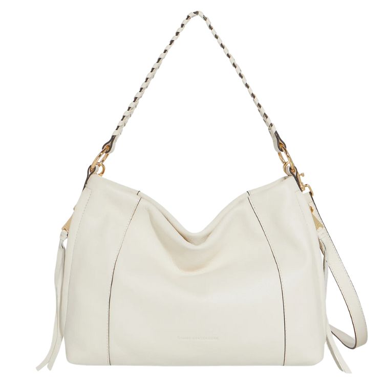 white leather bag