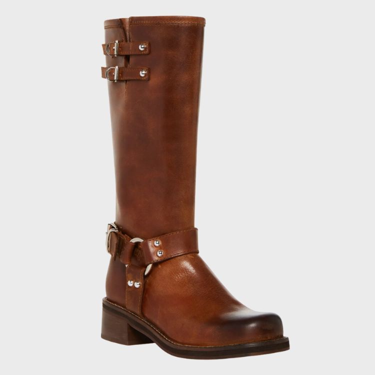 brown moto boots