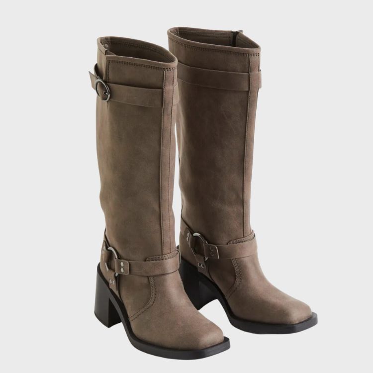 taupe moto boots