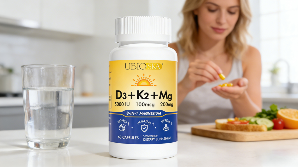 UBIOSKA DK Magnesium for vitamin D metabolism, magnesium support and coordinated calcium balance.